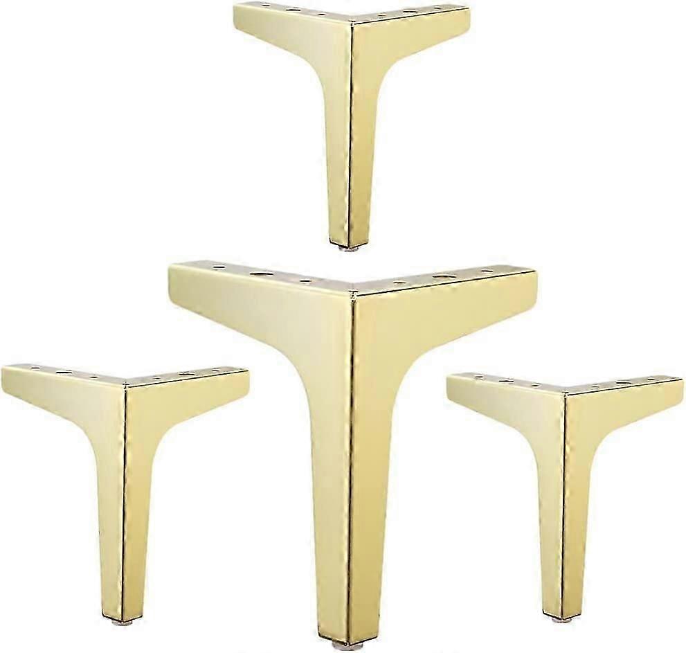 Gambe di supporto per divano triangolare in metallo contemporaneo, set di 4, oro
