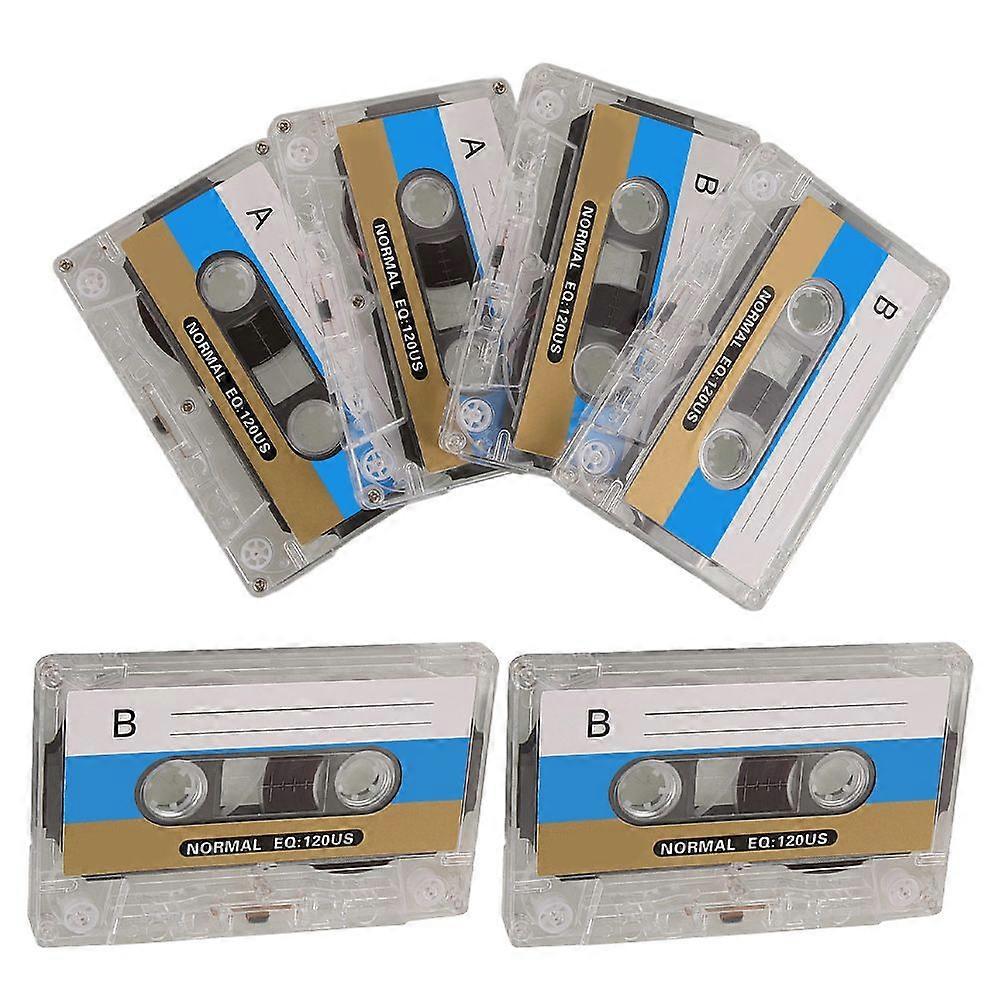 6pcs Blank Cassette Tapes 30 Minute Recordable Clear Audio Cassette Tape for Speech Music Recording Tapes Audio Tapes with Cases