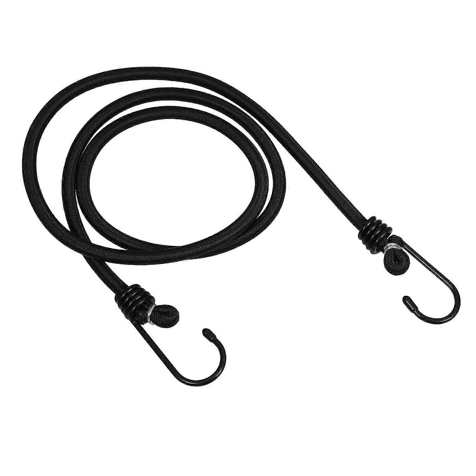 Elastic String Hooks 2pcs Black Iron Marine Grade Shock Cord for Kayak Camping Outdoor Rope Stretch Tie Down Straps
