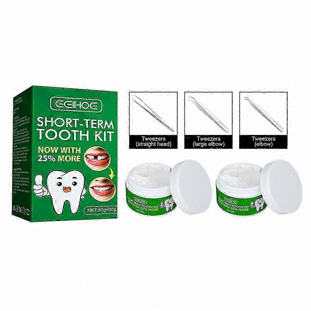 Temporary Tooth Repair Kit with 30g Dental Glue and 3 Forceps for DIY Dental Fixes