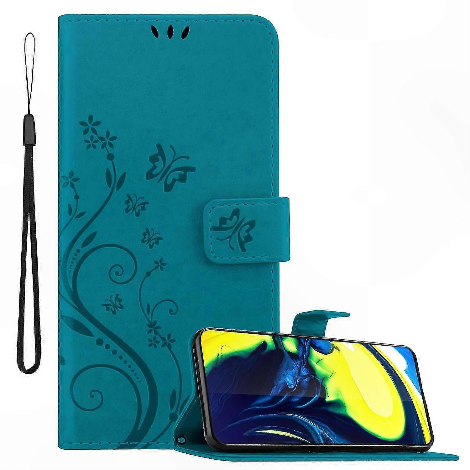 Floral Pattern Phone Case with Card Slot for Galaxy A80 A90 4G