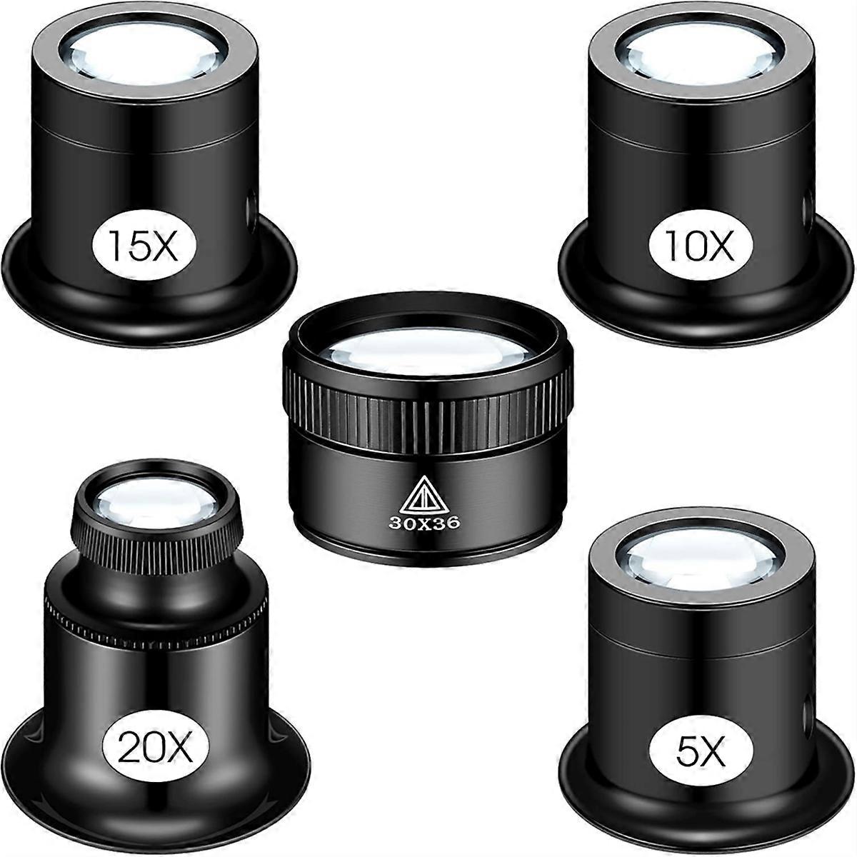 5Pcs Jewelers Loupe Monocular Magnifier with 30x36mm Lens