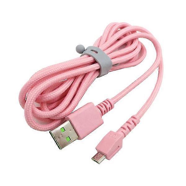 Universal Micro Usb Cable for Naga Pro Wireless Mouse Braided Charging Cable (Pink)