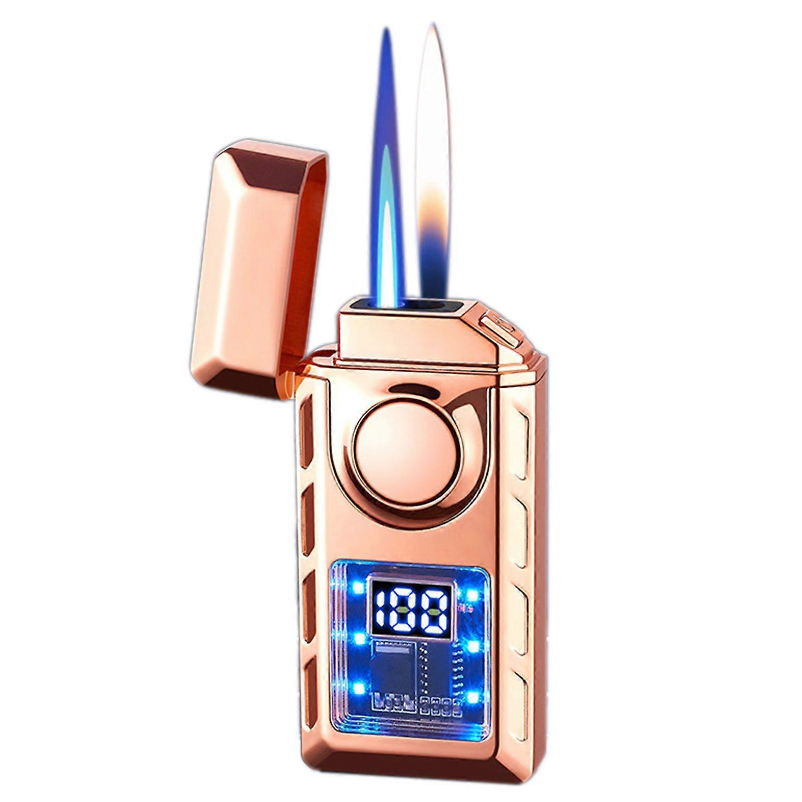 Windproof Refillable Butane Torch Lighter Visibles Mechanism Sturdy Refillable Lighters for Indoor Outdoor Great Present Idea for Dad
