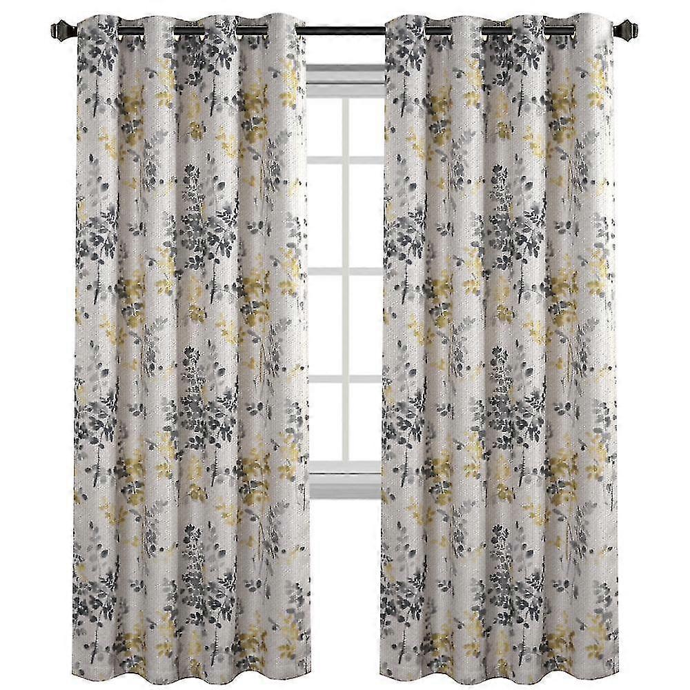 2X linen blackout curtains long room darkening burlap effect linen ...