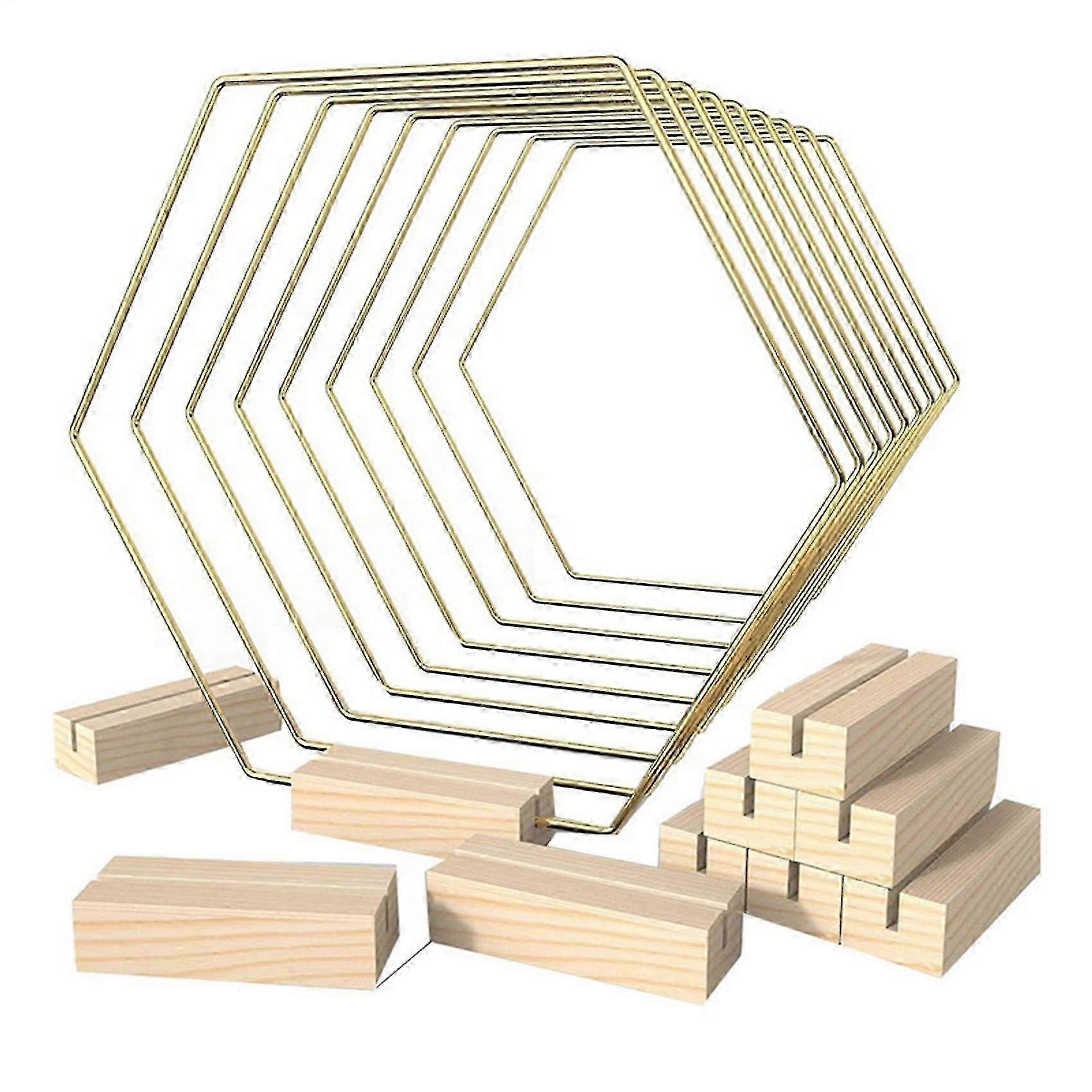 1.8-inch hexagonal metal wreaths, 10 pieces, golden and durable for multi-scenario use