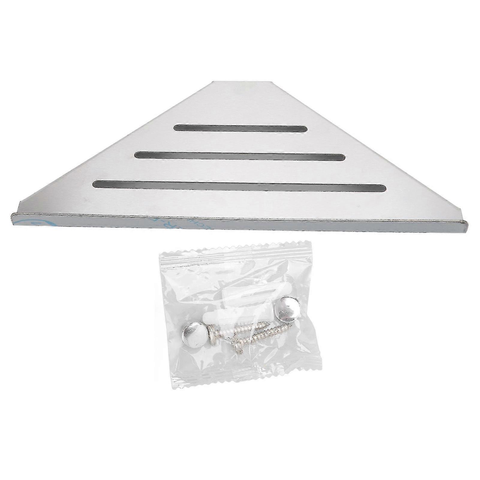 Corner Shower Shelf Triangular Shape Single Layer Punching Efficient Storage Casual Style Stainless Steel Shampoo Holder