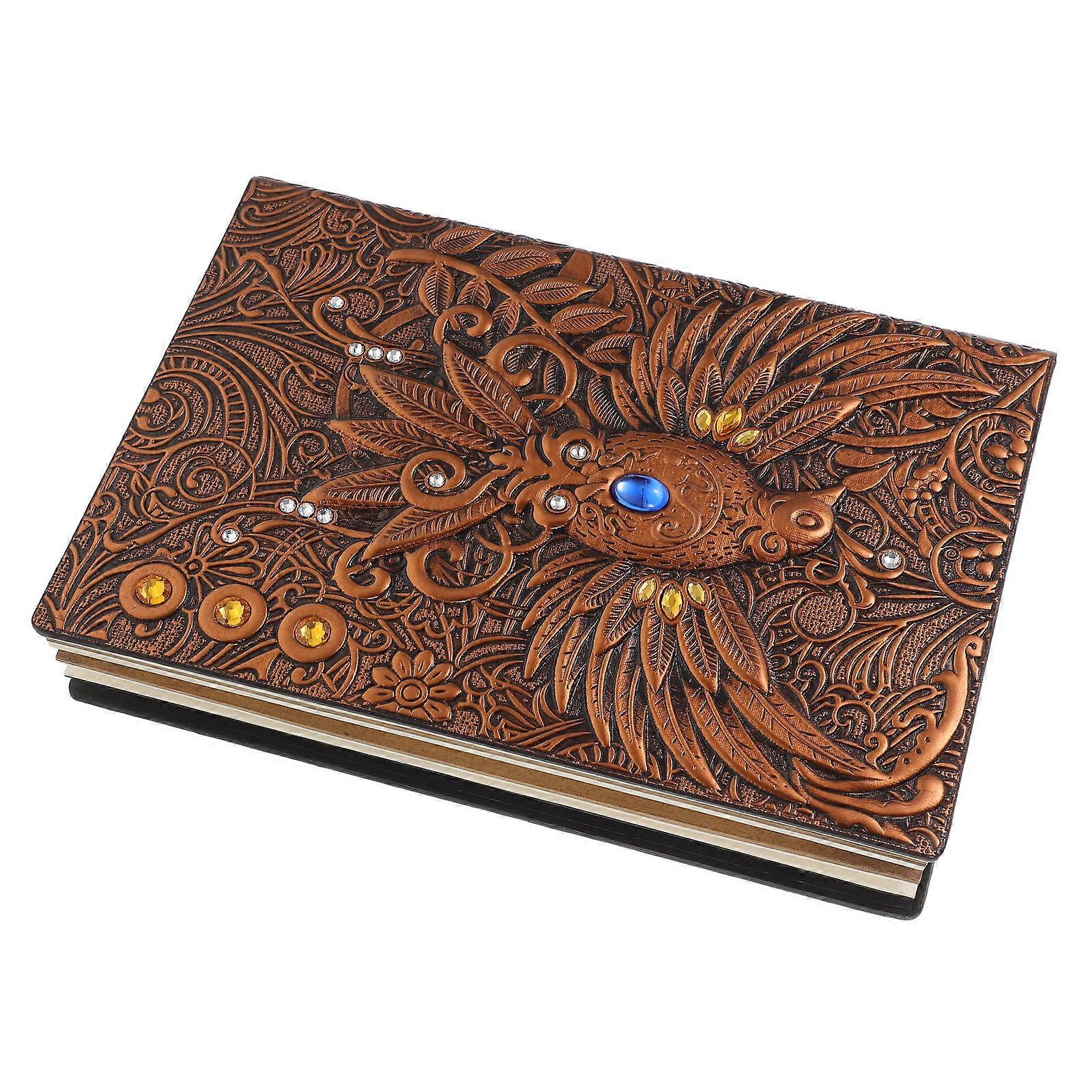 Embossed PU Cover Diary for Writing Use Vintage Travel Sketch Notebook