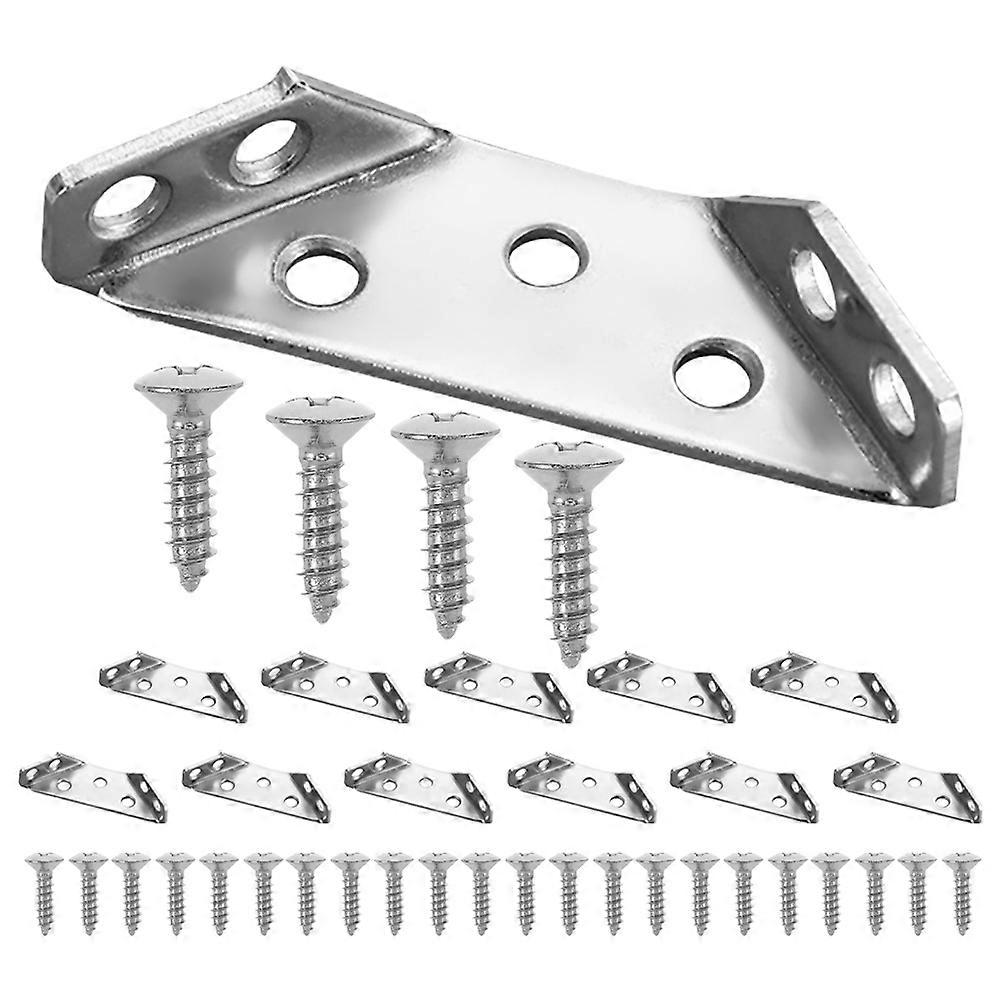 Furniture Corner Connector with Stainless Steel Brackets for Reinforcing Furniture 12 Pieces Silver