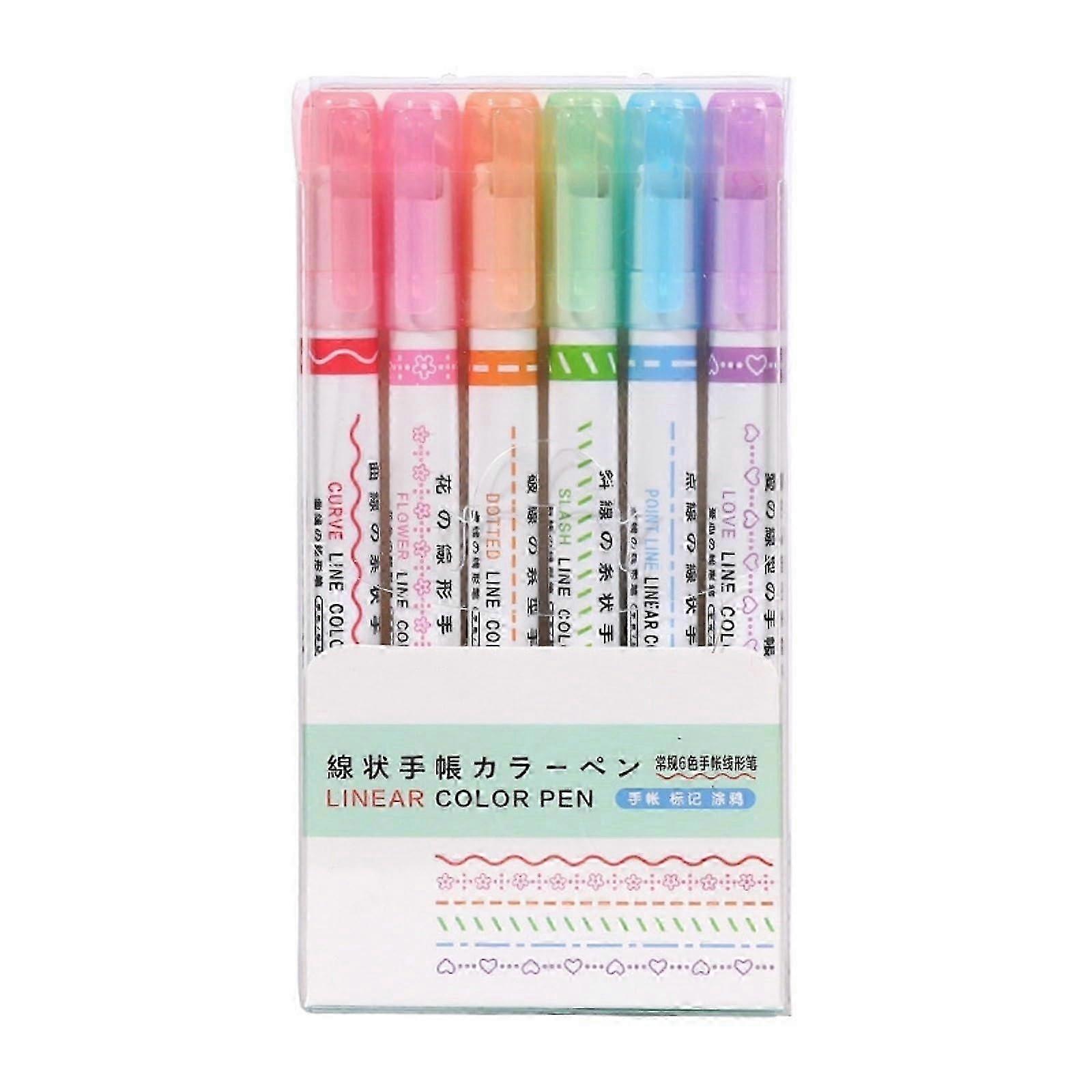 Border Design Highlighter Pen Set for Drawing and Note Taking