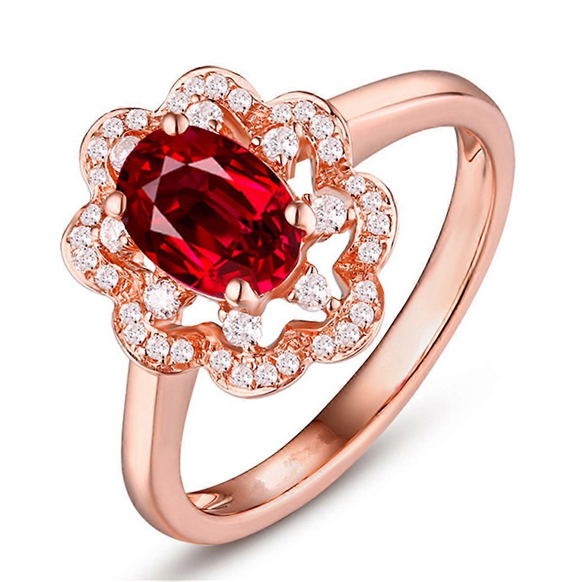 Ruby Ring, Engagement Ring, Rose Gold Silver Ring for Women, US Size 6