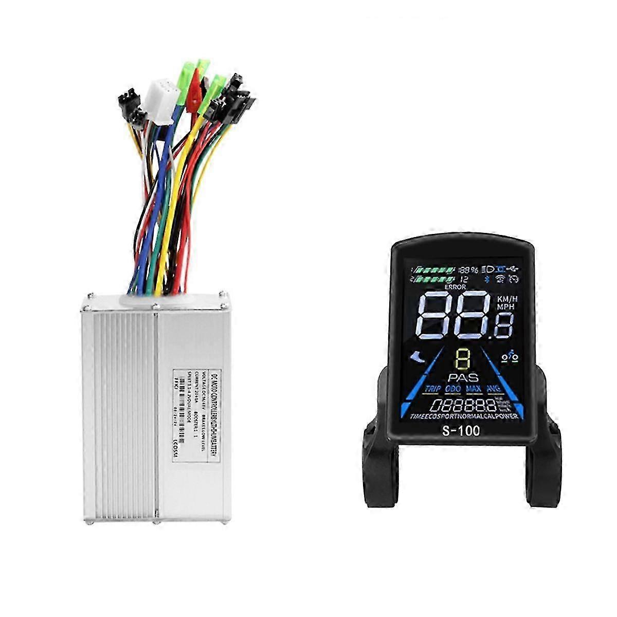 S-100 Electric Bike LCD Display Dashboard with SM5+2PIN+20A Sine Wave Controller for Mountain Bikes