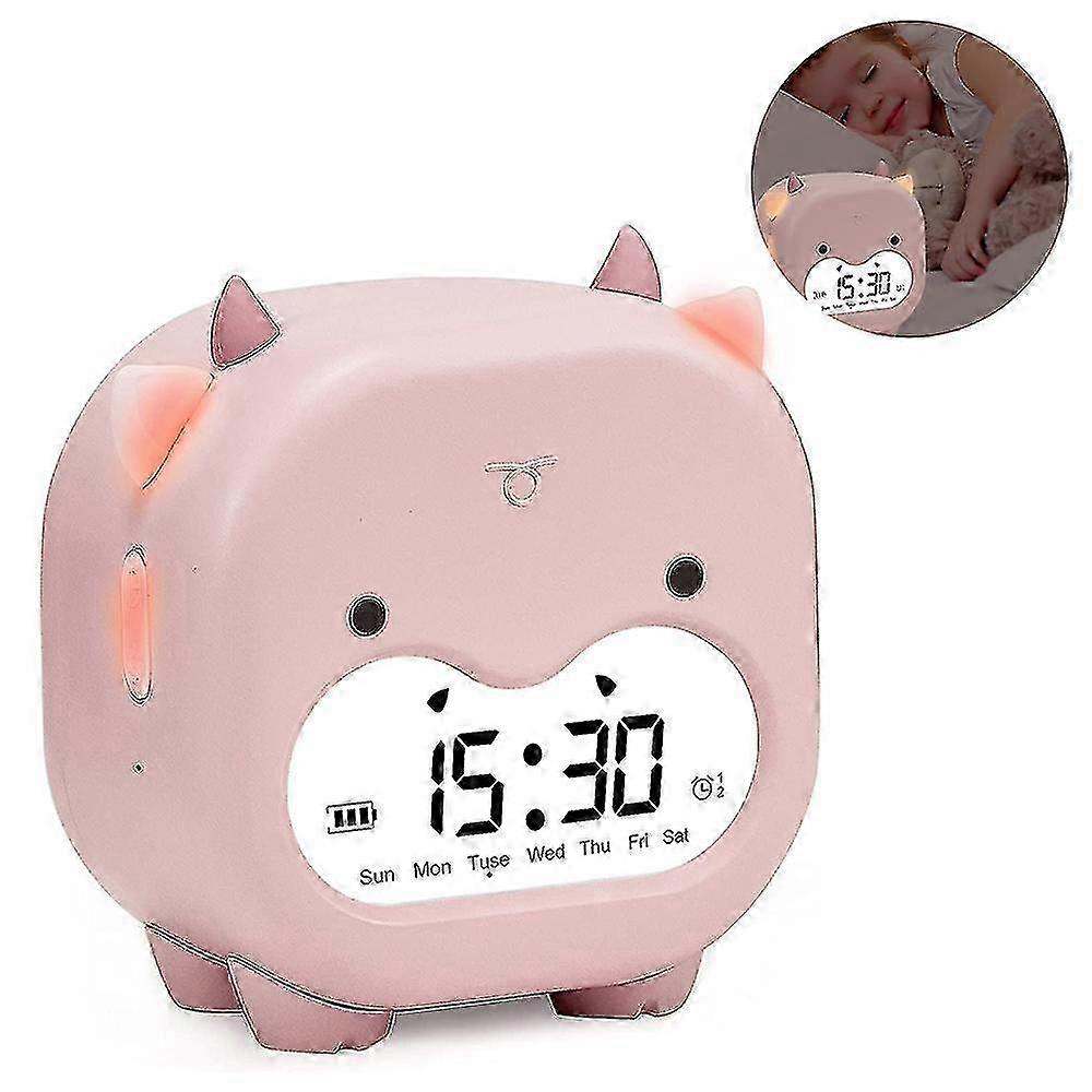 Calf Design LED Night Light with Digital Alarm Clock Function, Beautiful Cow Shape Lighting