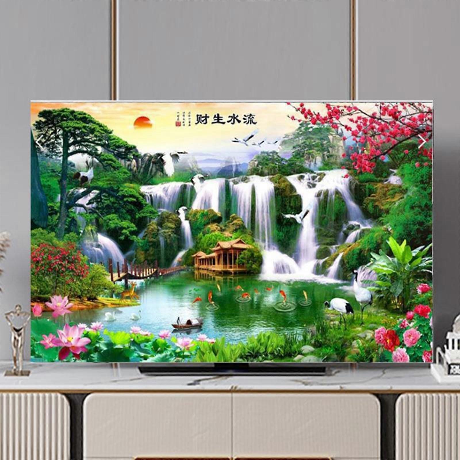 Landscape Painting TV Cover, Universal 3280 Inch Elastic Dust Cover, Chinese Style Pattern, Stretch TV Screen Protector