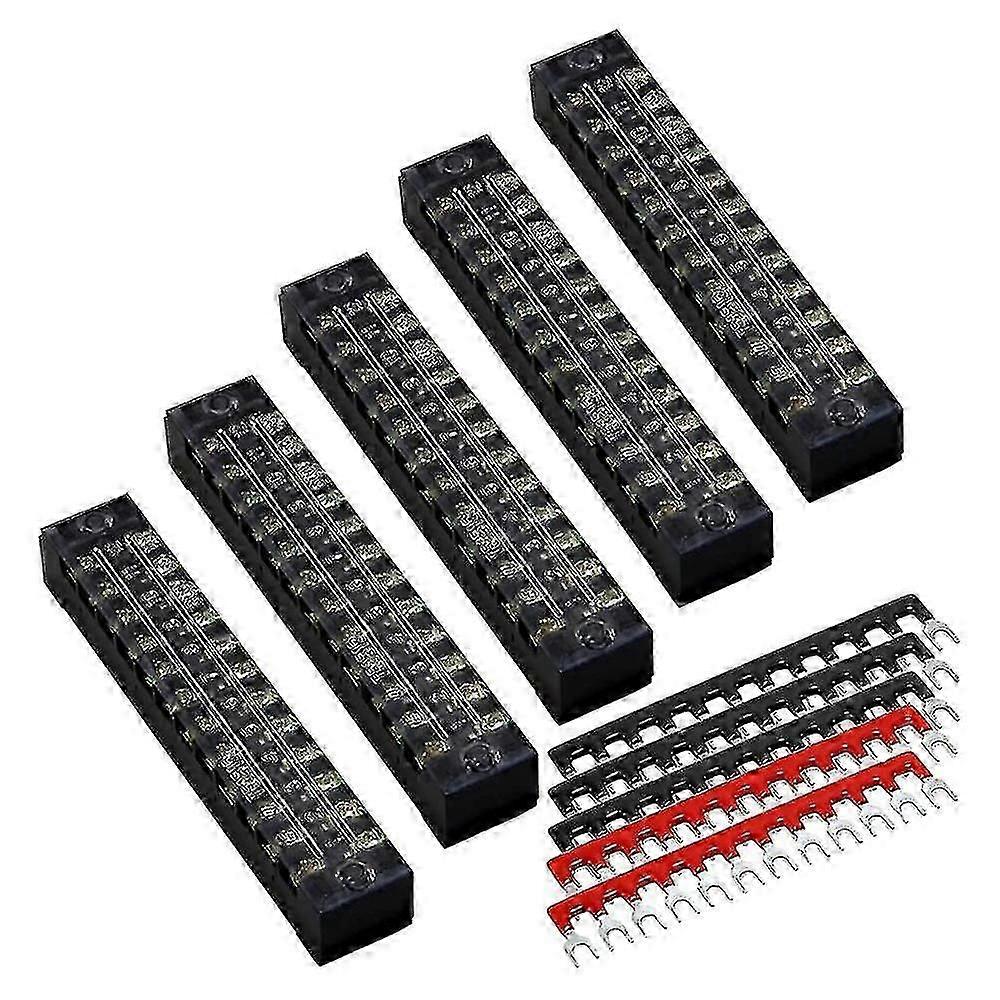 10 Pcs Bloc de Terminal 12 Positions Dual Row 600V 15A Vis Bornier Strip Blocks avec couvercle Termina