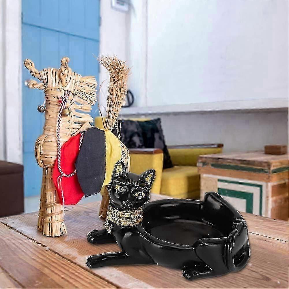 Resin Ashtray Retro Table Ashtray Black Cat Shaped Crafts Ornaments