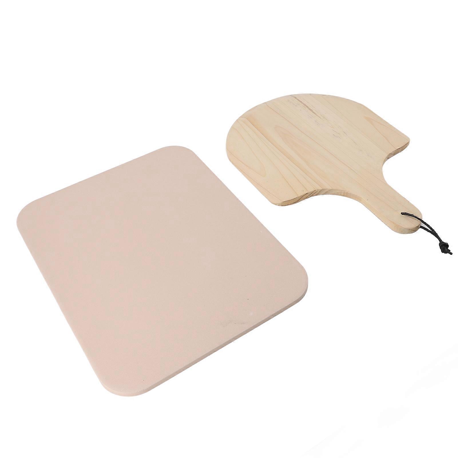 Cordierite Pizza Stone with Paddle for Even Heat Baking Bread