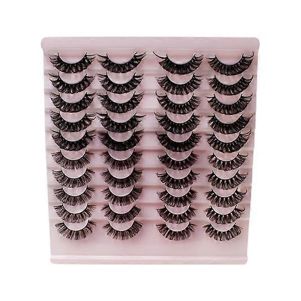 False Eyelashes Russian Strip Eyelashes D-Curly Natural Fluffy Eyelashes Thin False Eyelashes 3D Effect Faux Mink Eyelashes 20 Pairs