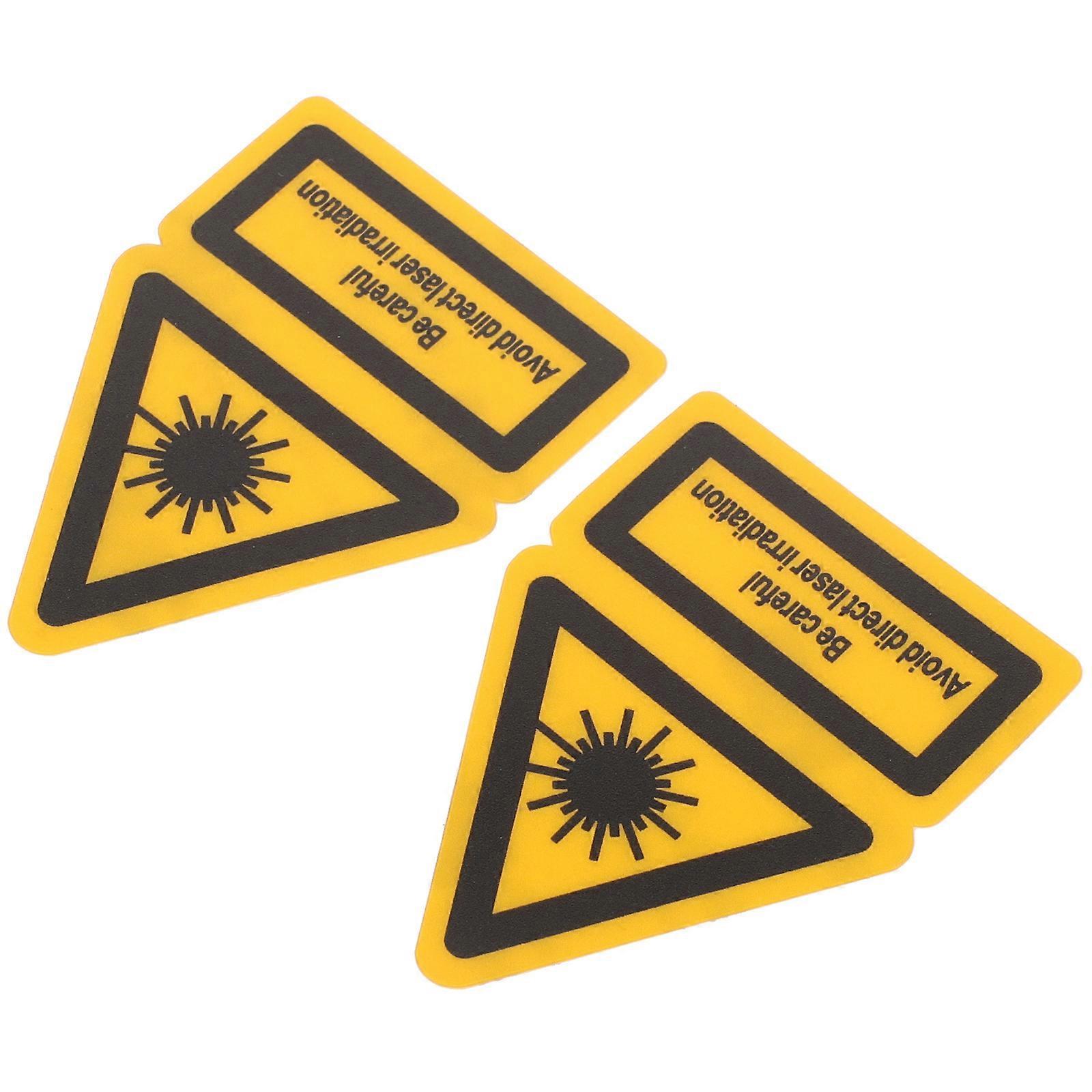 Reflective Warning Stickers Caution Sign Labels for Laser Devices Laboratory Use Yellow Pvc for Laser Safety Warning 2Pcs