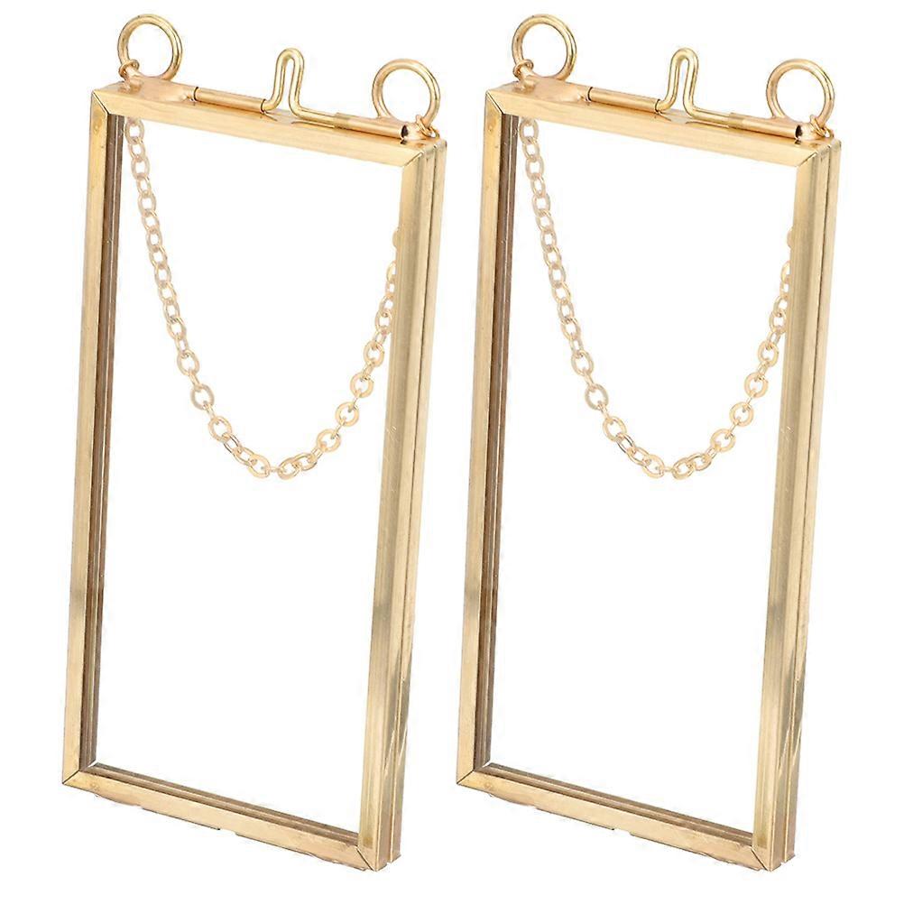 Brass Picture Frame Glass Frame for Decoration 6Pcs Vertical Hanging Frames