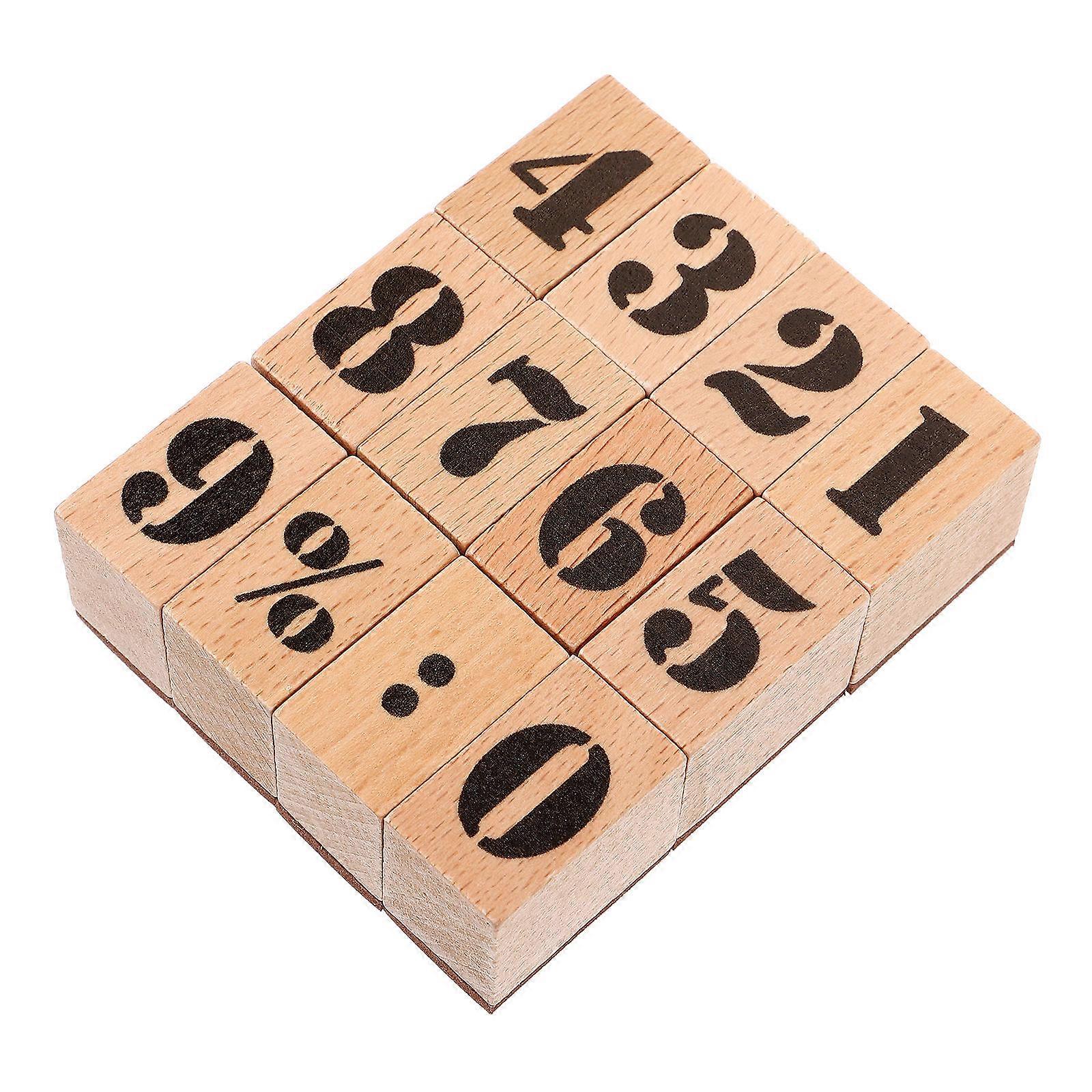 Wooden Number Stamp Number Stamps for DIY Crafting with 4Sets