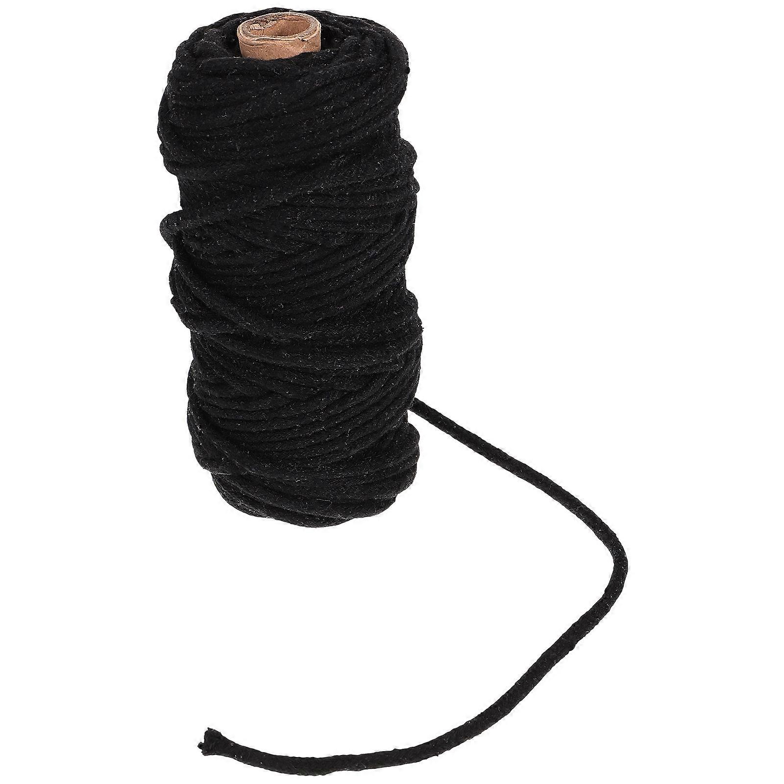 Black Cotton Core Rope Cotton Thread for Decor with 1 Roll for Weaving