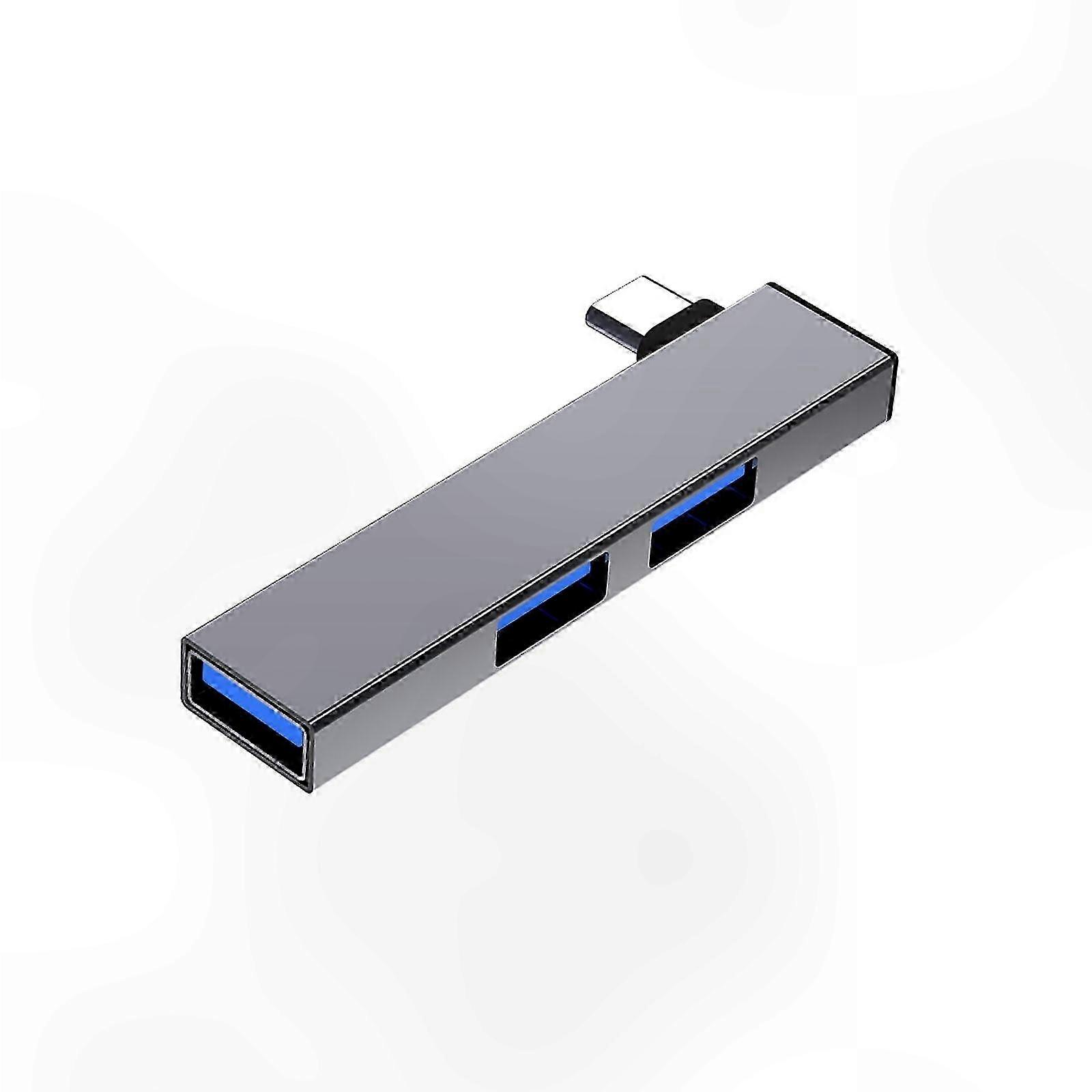 4-Port USB C Adapter with 2 USB 2.0 and 1 USB 3.0 Slots Silver Tone