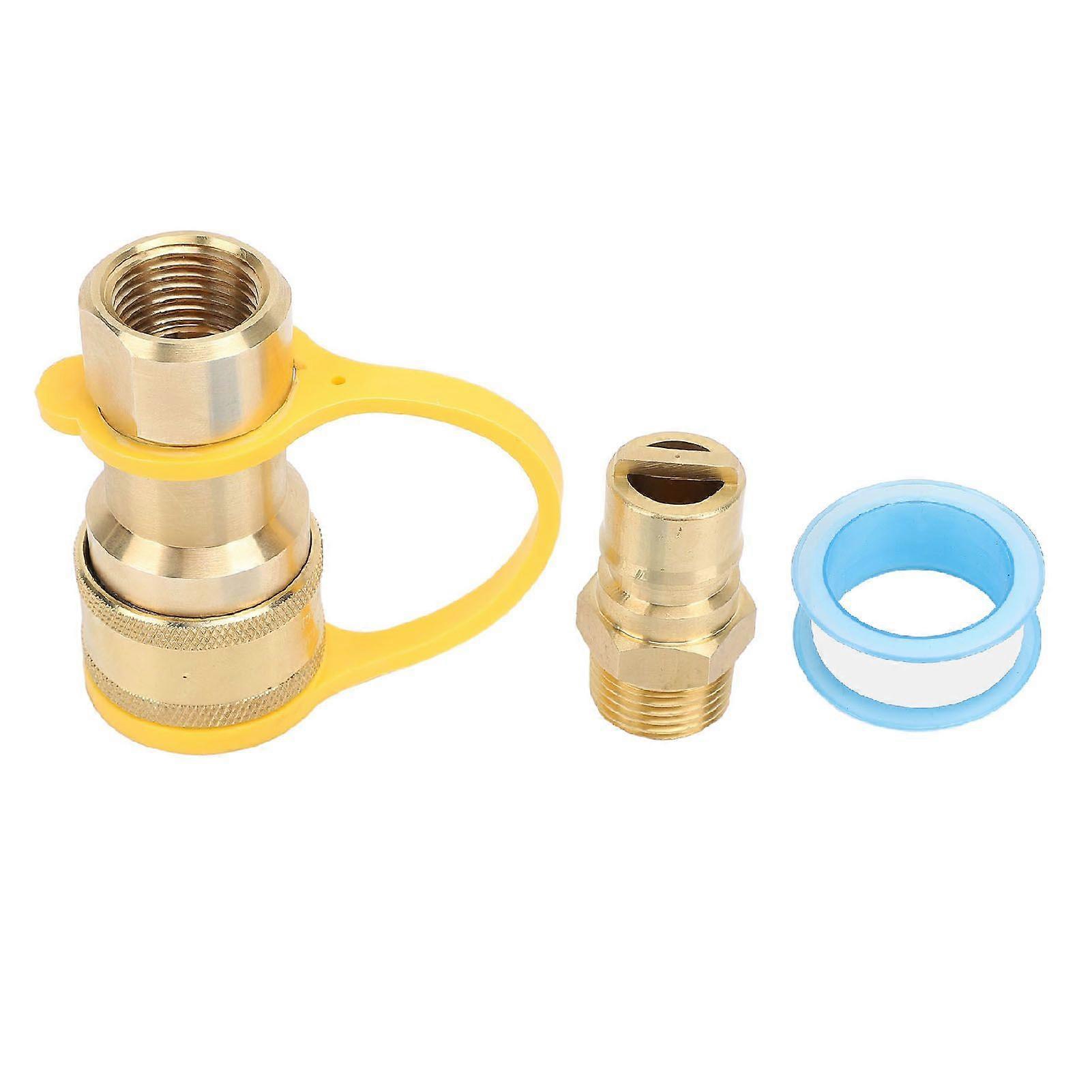 3pcs Gas Quick Connect Fittings Brass 1/2in Gas Quick Connect Adapter Kit for Rv Trailer Van