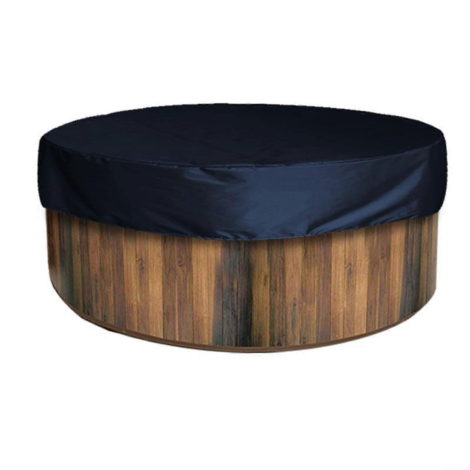 Round Spa Dust and Water Protector 190T Fabric Easy Handling 200x30cm Black