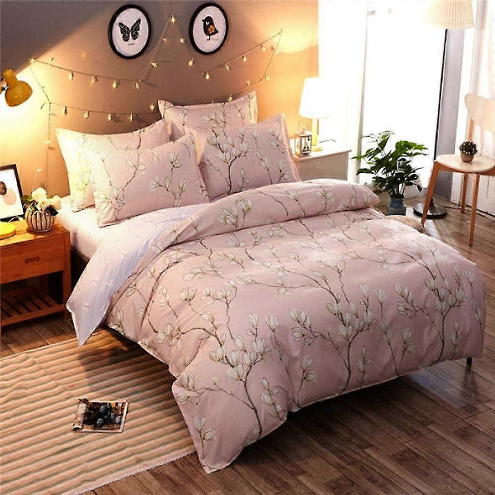 d197 3D Printed Duvet Cover Super King Simple Pink Branches 3 Pcs Bedding Set With Zipper Closure + 2 Pillowcases Ultra Soft Hypoallergenic Microfibe