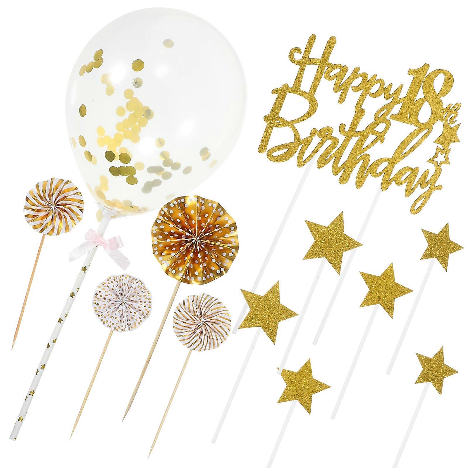 Golden 18th Birthday Cake Topper for Party Decoration 1Set Insert