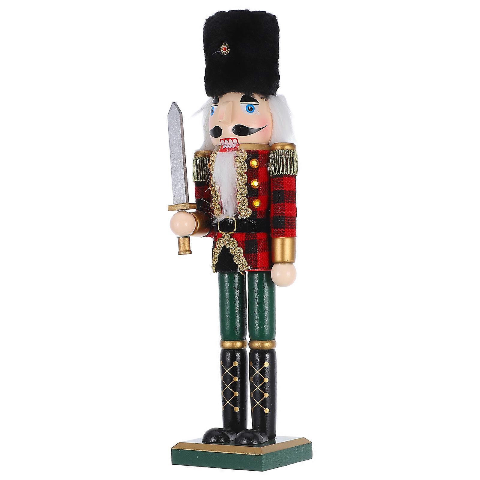 Christmas Nutcracker Wooden Nutcracker Soldier for Decor 2Pcs Decorative Figurine