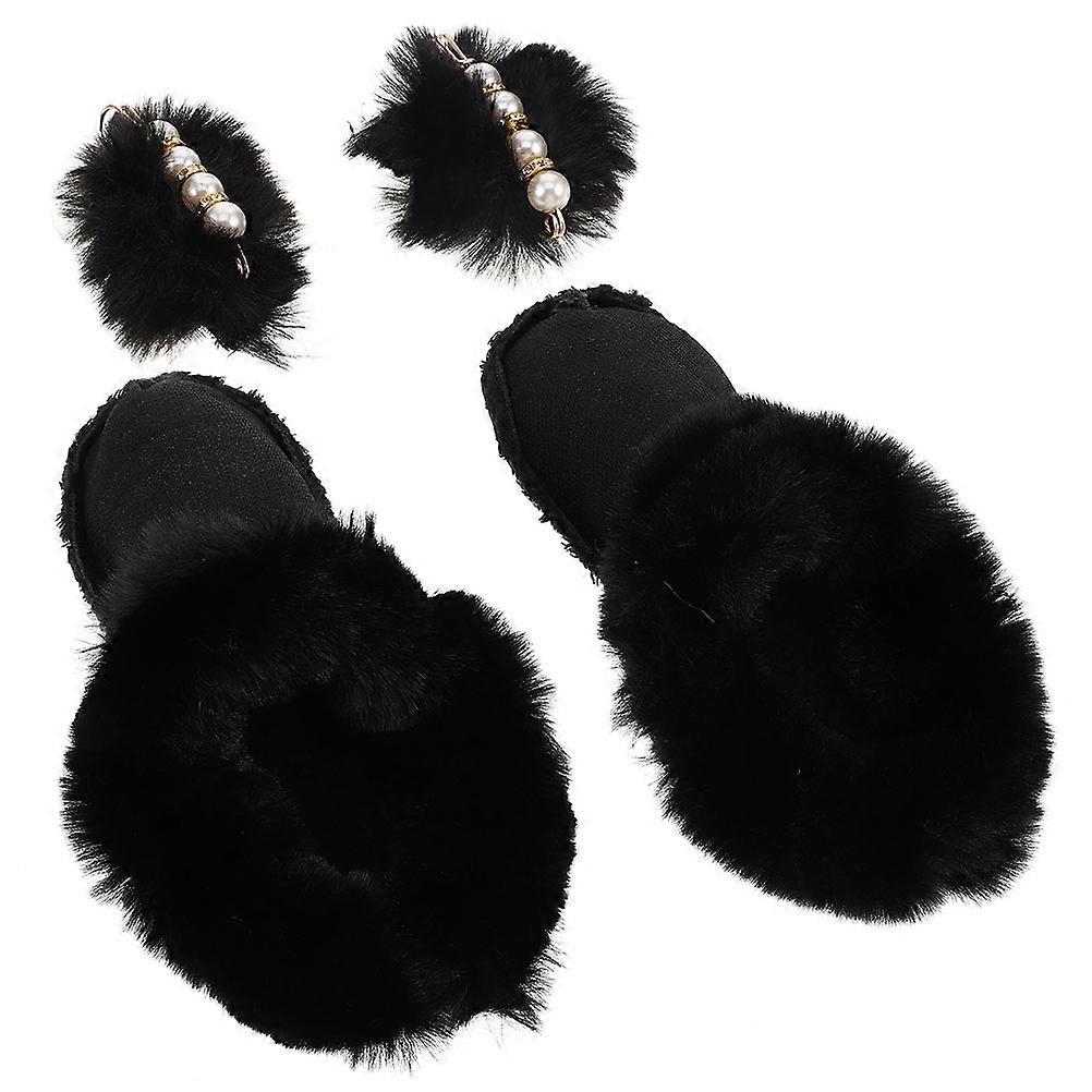 Winter Shoes Faux Liner for Shoes 2Pairs Plush Soft Black Color