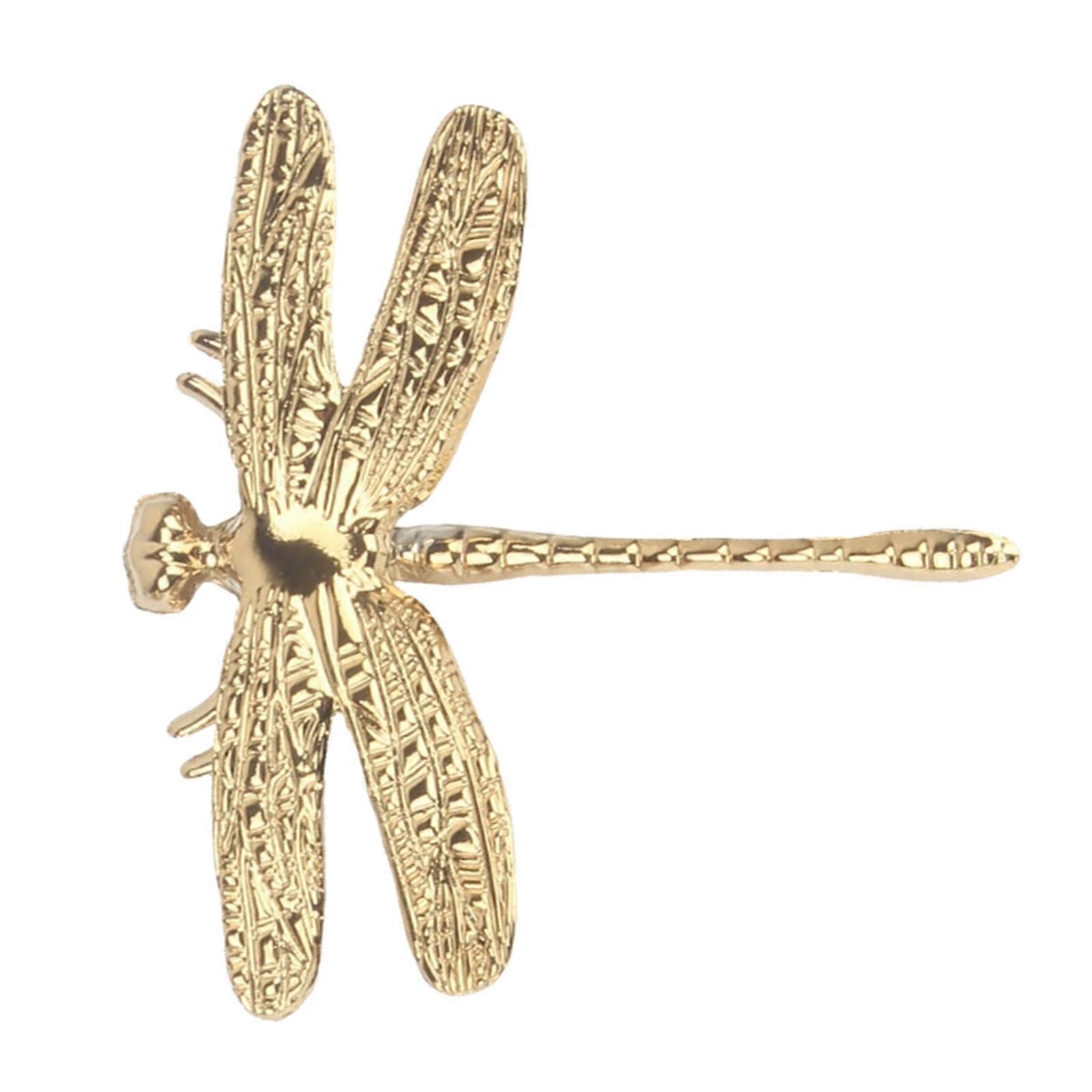 Single-Hole Door Knob Golden Dragonfly Shaped Cabinet Handle 7Pcs Set
