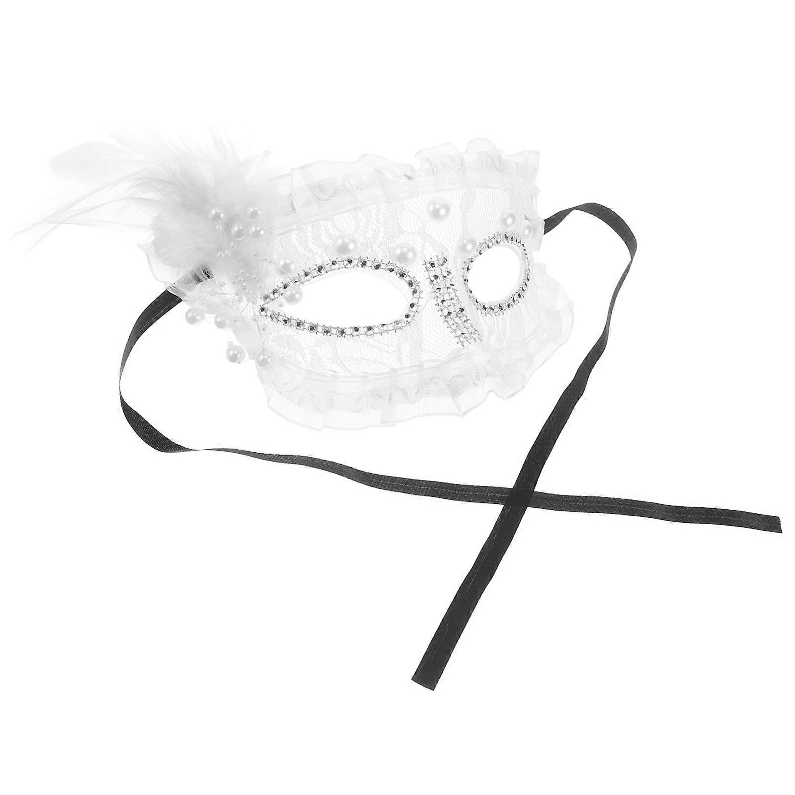 Versatile Masquerade Half Face Mask With Plume For Women Suitable For Holiday Events 4Pcs