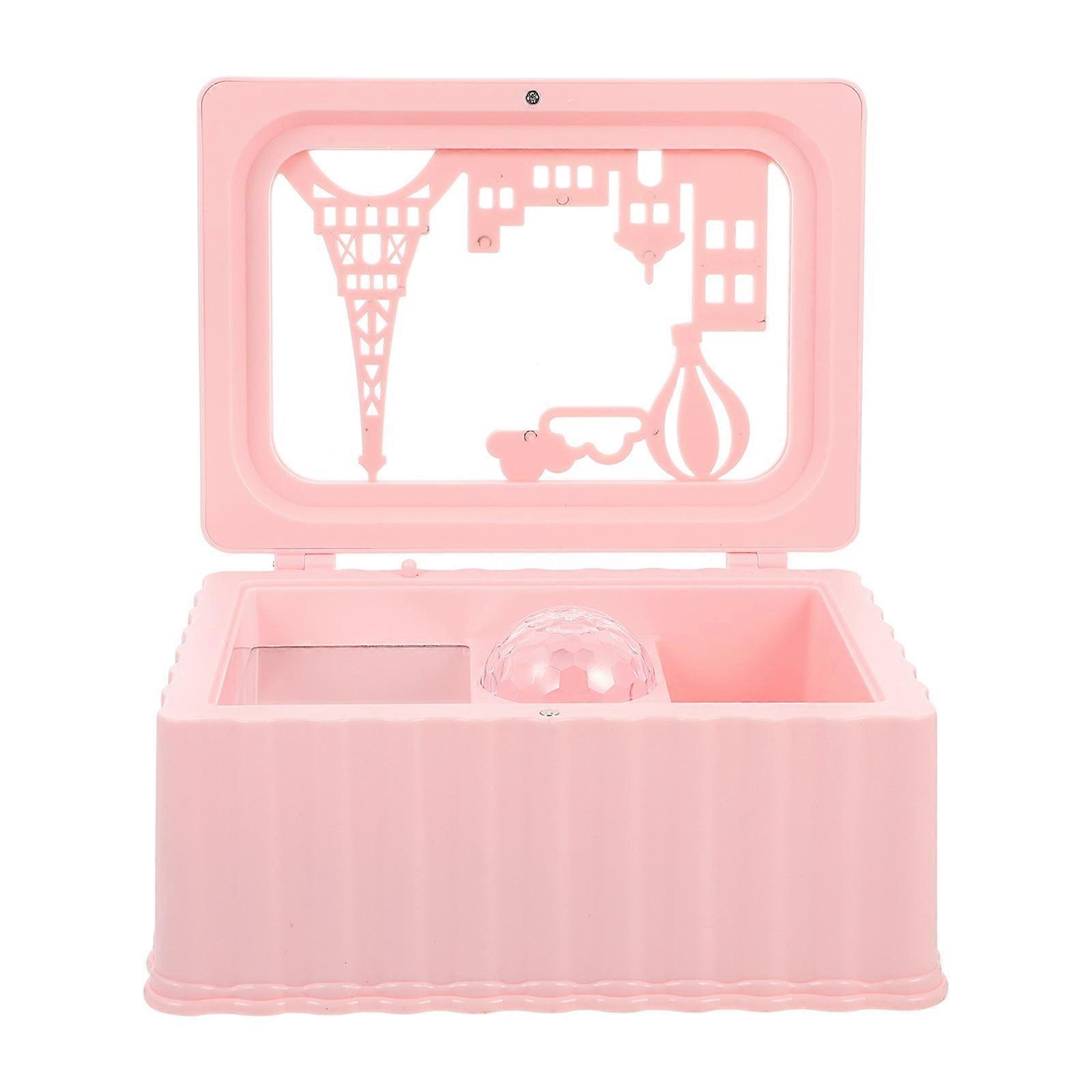 Rotating Melody Luminous Musical Storage Box Ballerina with 1Pcs Pink