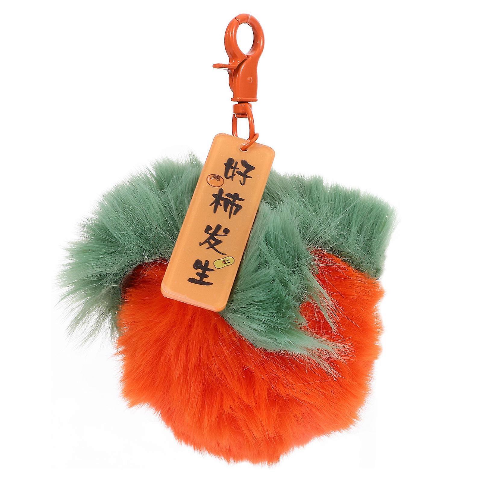 Plush Keychain Persimmon Stuffed Fruit Pendant for Decoration 5Pcs