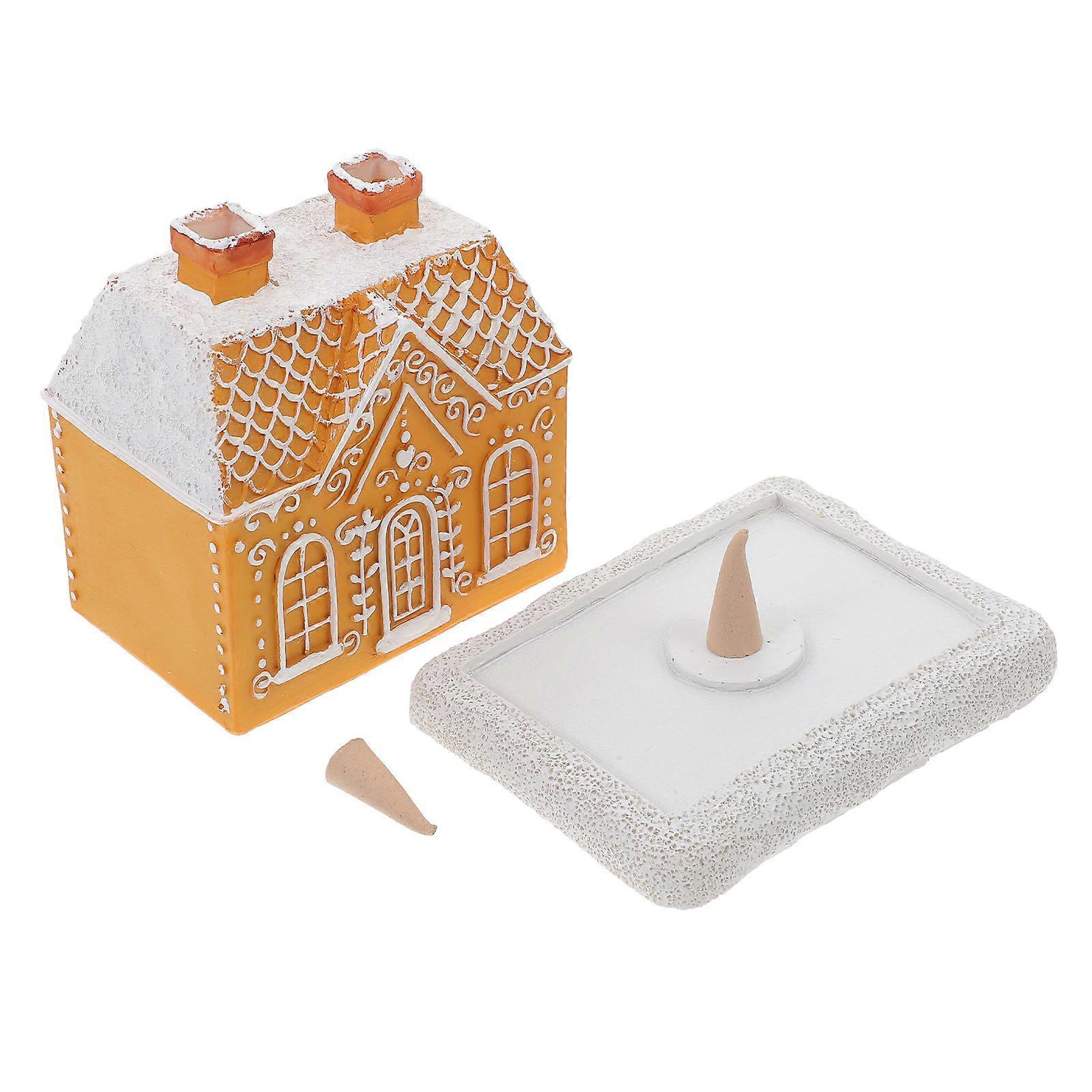 Resin Craft Gingerbread House Incense Burner for Home Use 4Sets