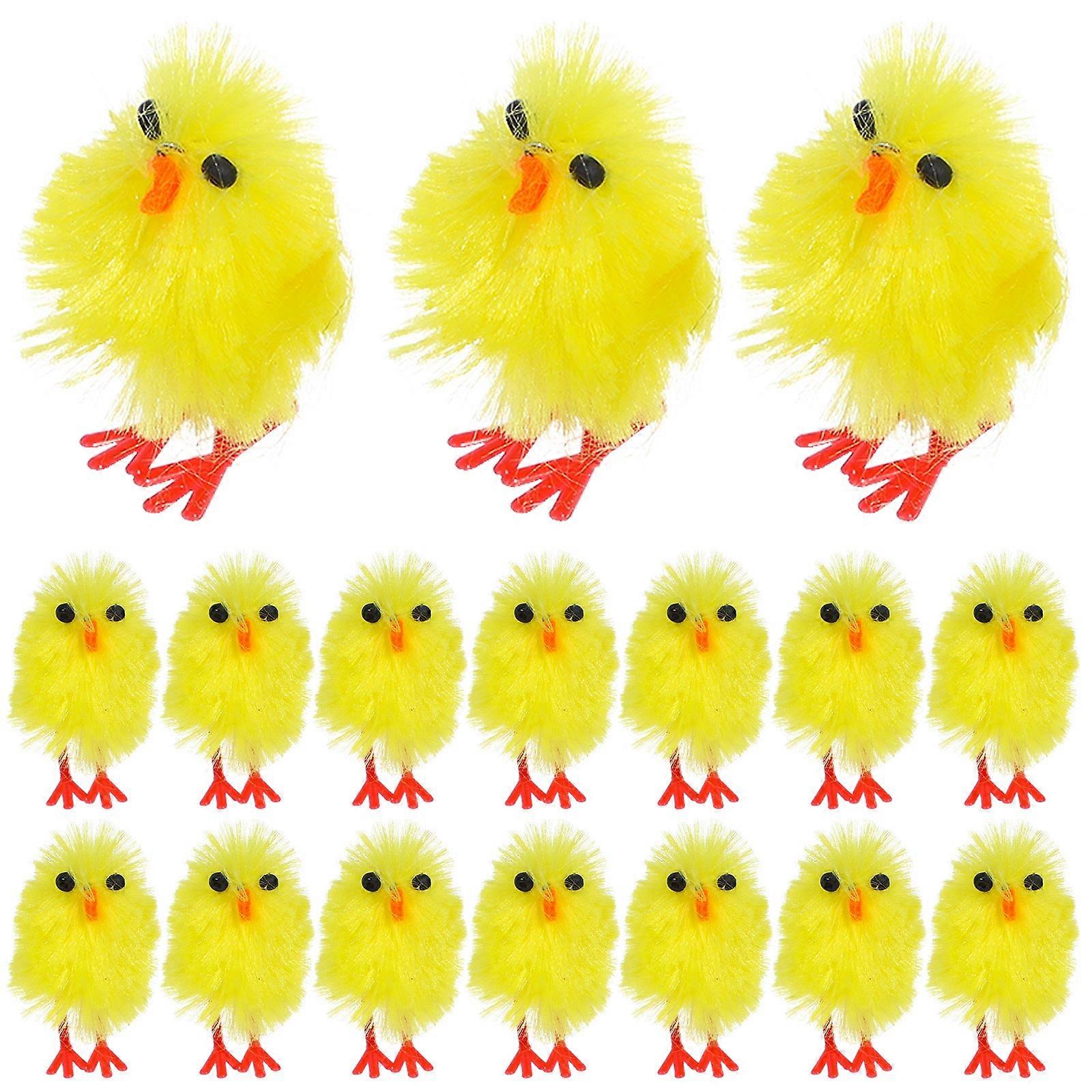 240 Pcs Mini Chicken Fluffy Figures Yellow Decorative Use For Home And Desktop Easter Decorations