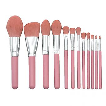 Veeki Light Pink Mango de madera Makeup Brush Set, 12pcs Loose Powder Brush Eye Brush Beauty Makeup Tools