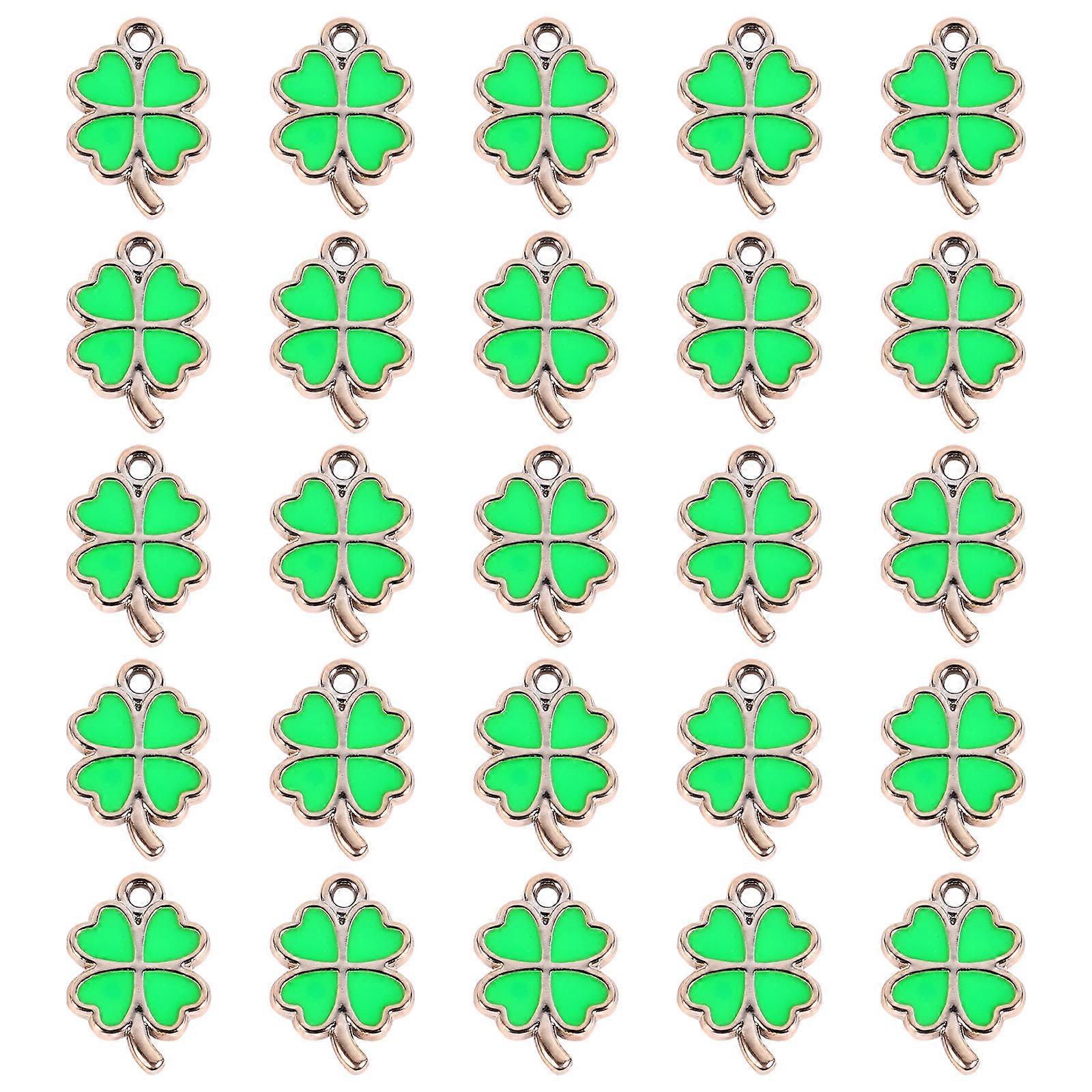 Pendant Jewelry for Decoration Use 50Pcs Green Four Leaf Charms