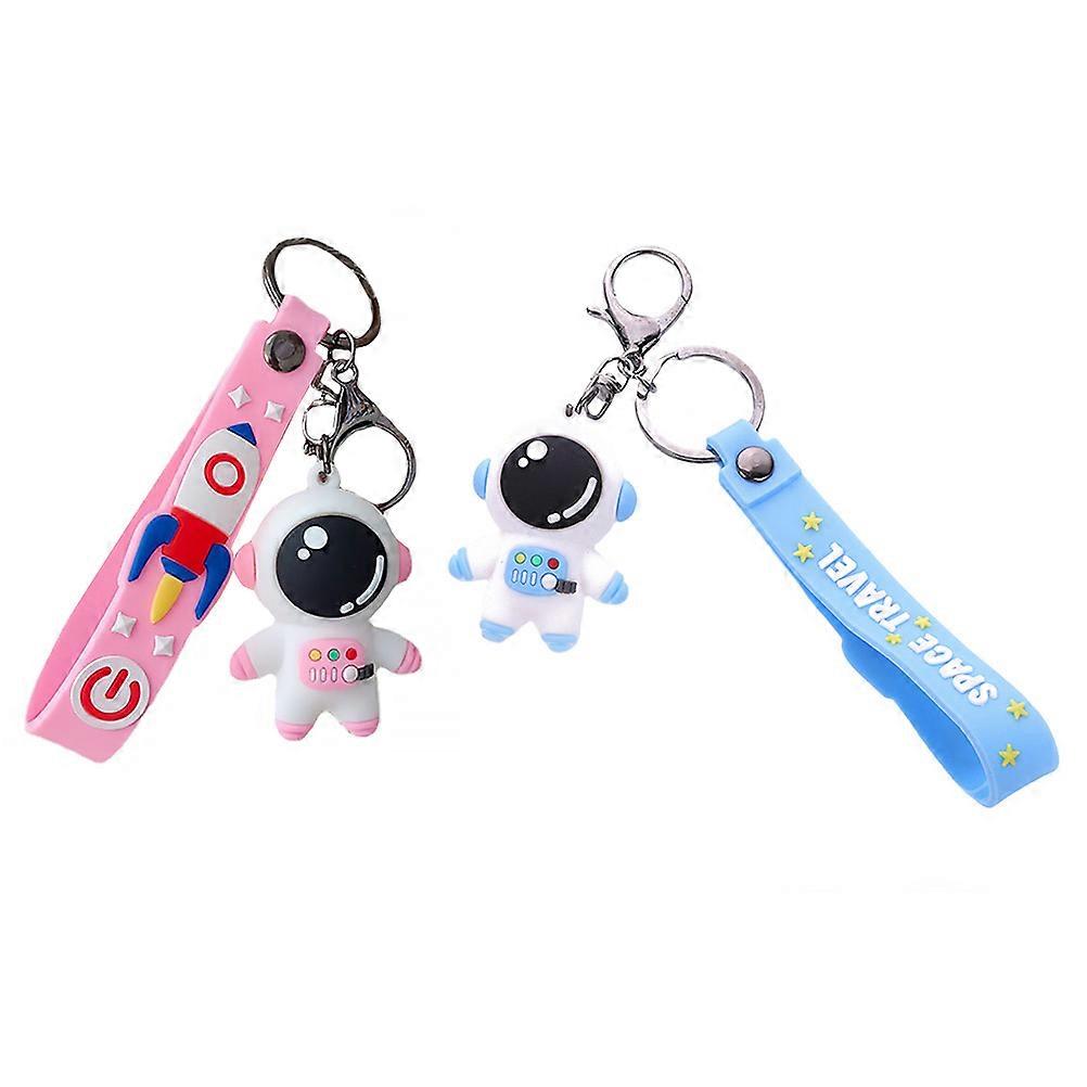 Cartoon Astronaut Keychain Decorative Spaceman Pendant 2Pcs