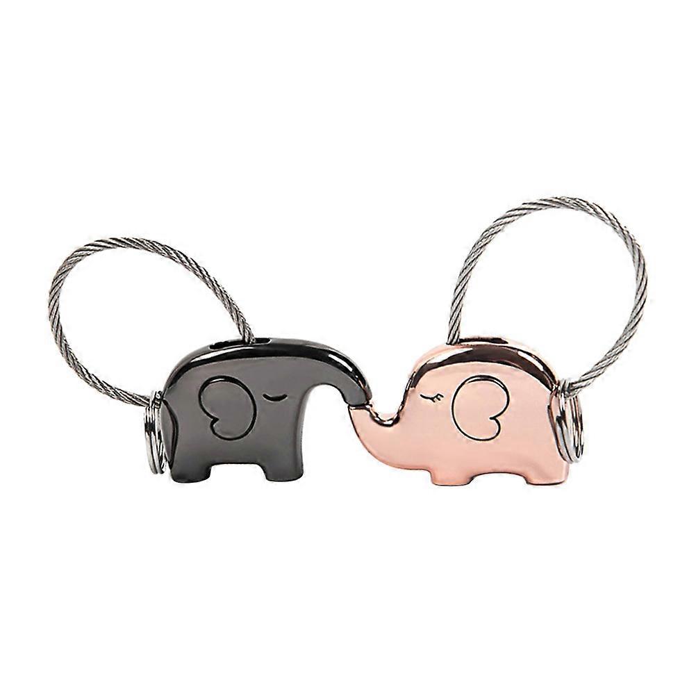 Lovely Elephant Key Ring for Couples Metal Wire Rope 4Pcs Pack