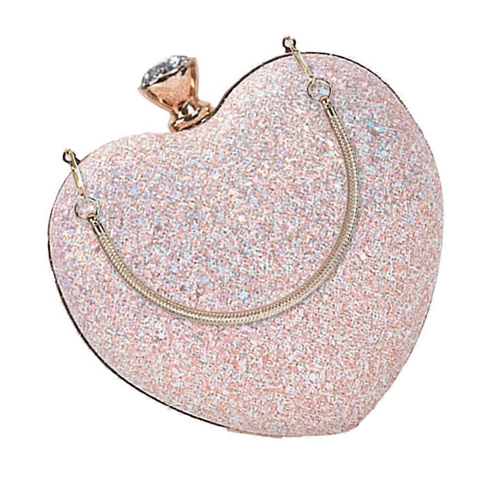 Cross Body Bag Heart Shaped Bag for Storage Use 2Pcs Pink Sequins