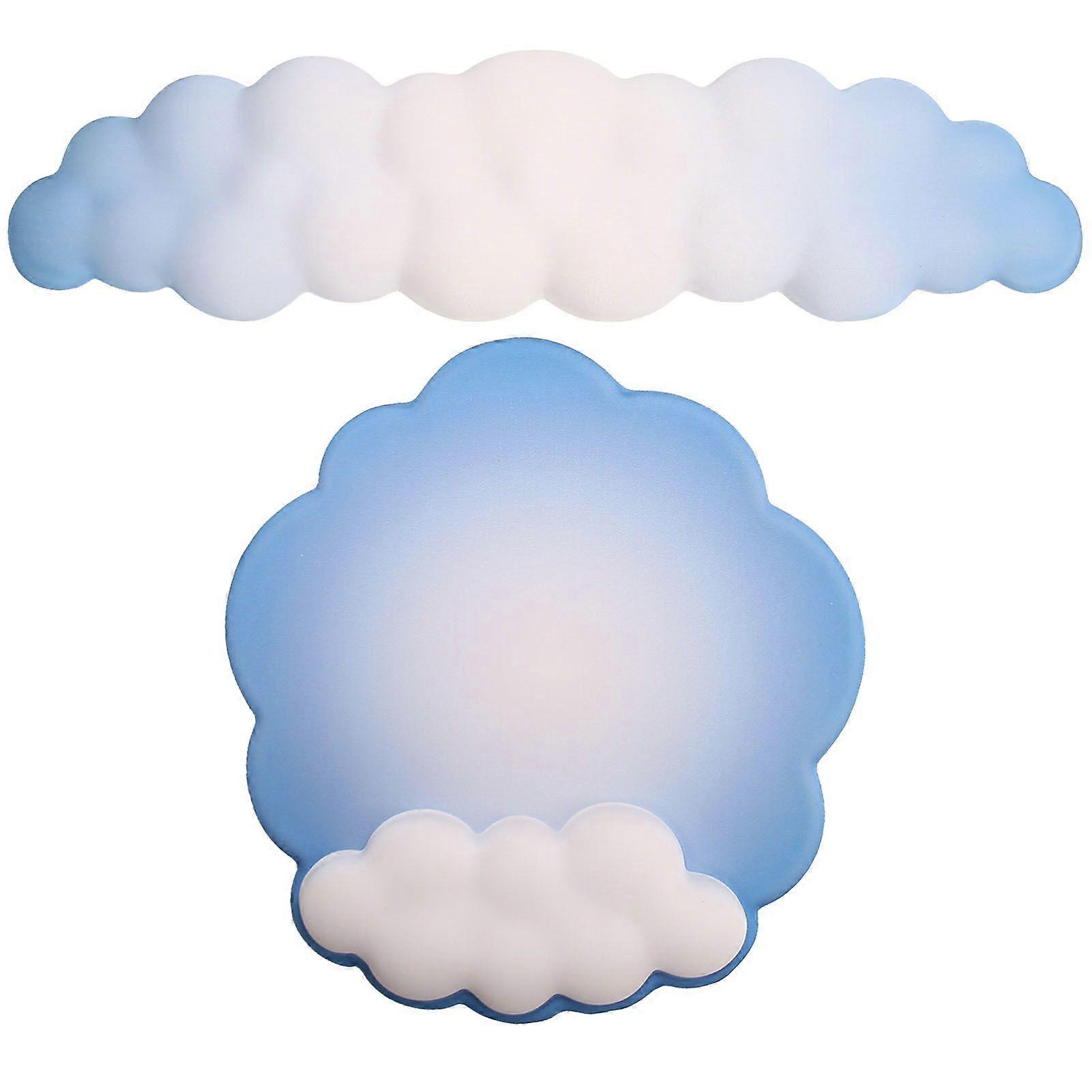 Keyboard Wrist Rest Cloud Style Soft Foam Fatigue Relief Stable Support Mouse Wrist Pad for Family Office Computer Blue White Gradient Color