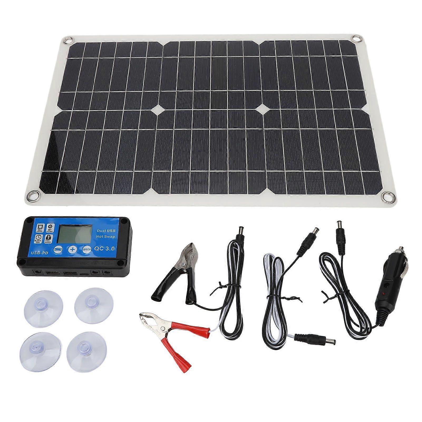 100W 18V Solar Battery Trickle Charger Maintainer Portable USB Controller Monocrystalline Panel Charging Kit 42 X 28cm