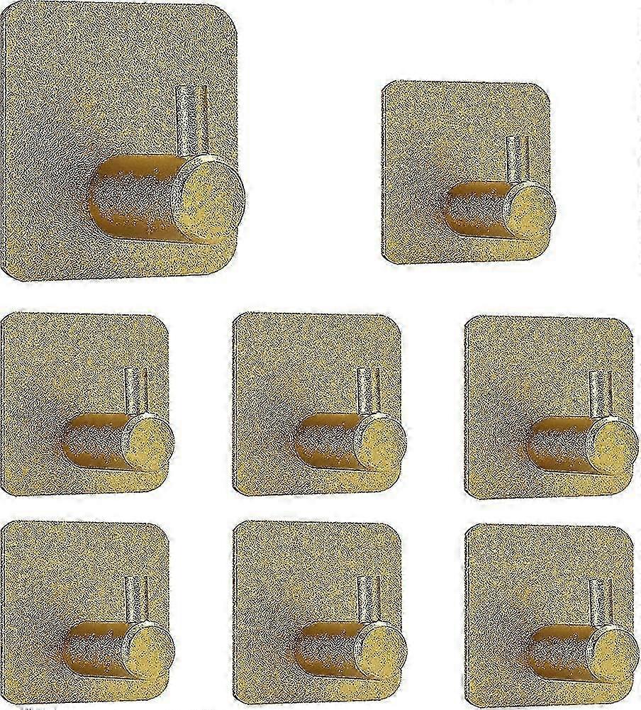 Golden Adhesive Hooks - 8 Piece Set, Towel & Wall Hooks, Self-Adhesive, Gift Pack