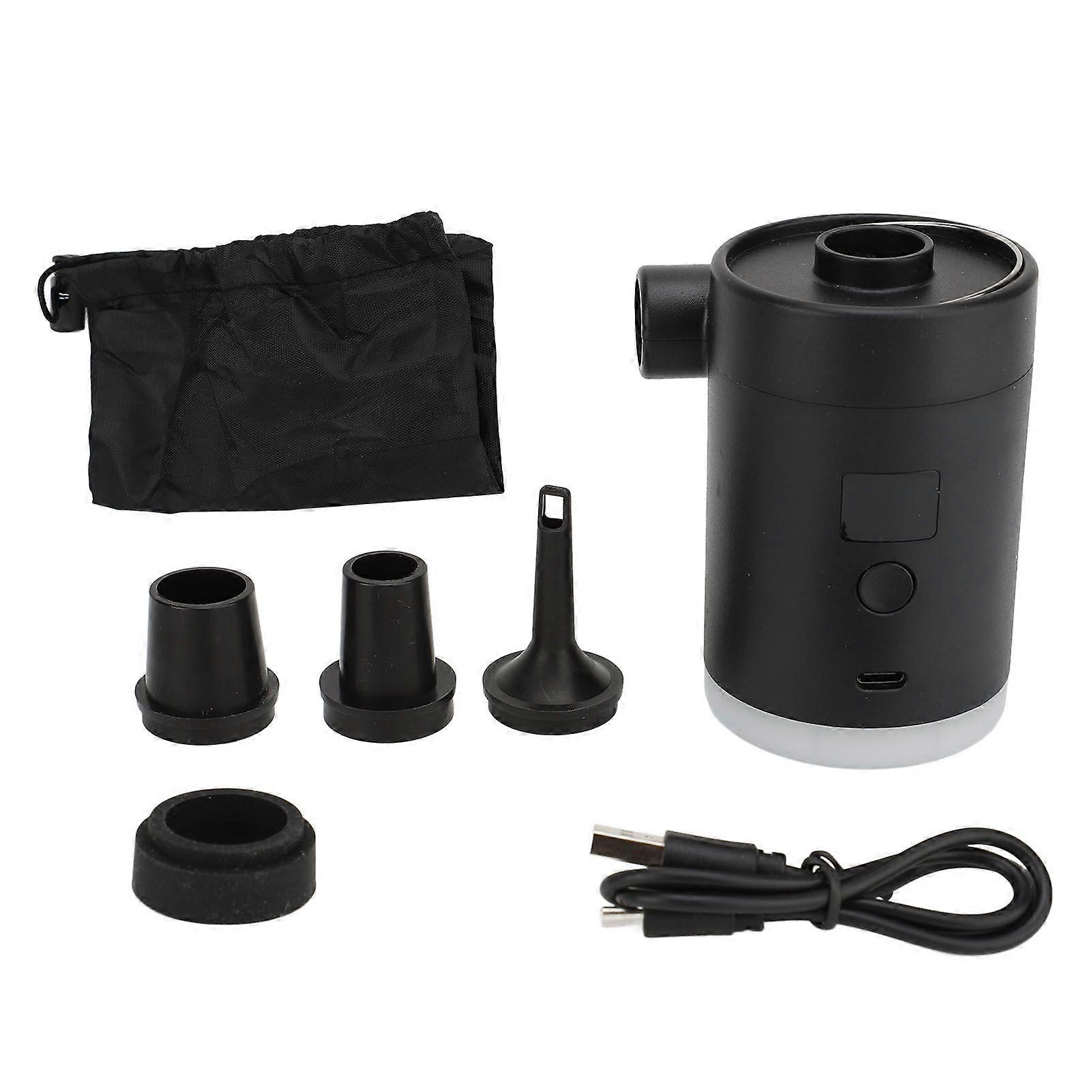 Inflatables Portable Pump Mini Rechargeable Electric Inflator with LED Display Screen Light for Mattress Black
