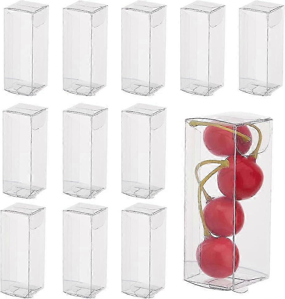 40Pcs 1.18 x 1.18 x 3.19 Clear PVC Plastic Gift Boxes Rectangle Waterproof Clear Favor Boxes Transparent Folding Gift Packaging Box for Candy Molds We