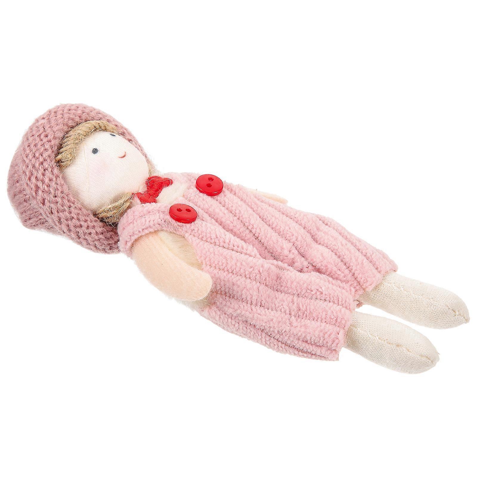 Cute Knitting Puppet Toy Weaving Puppet Doll for DIY Use Pink Cloth